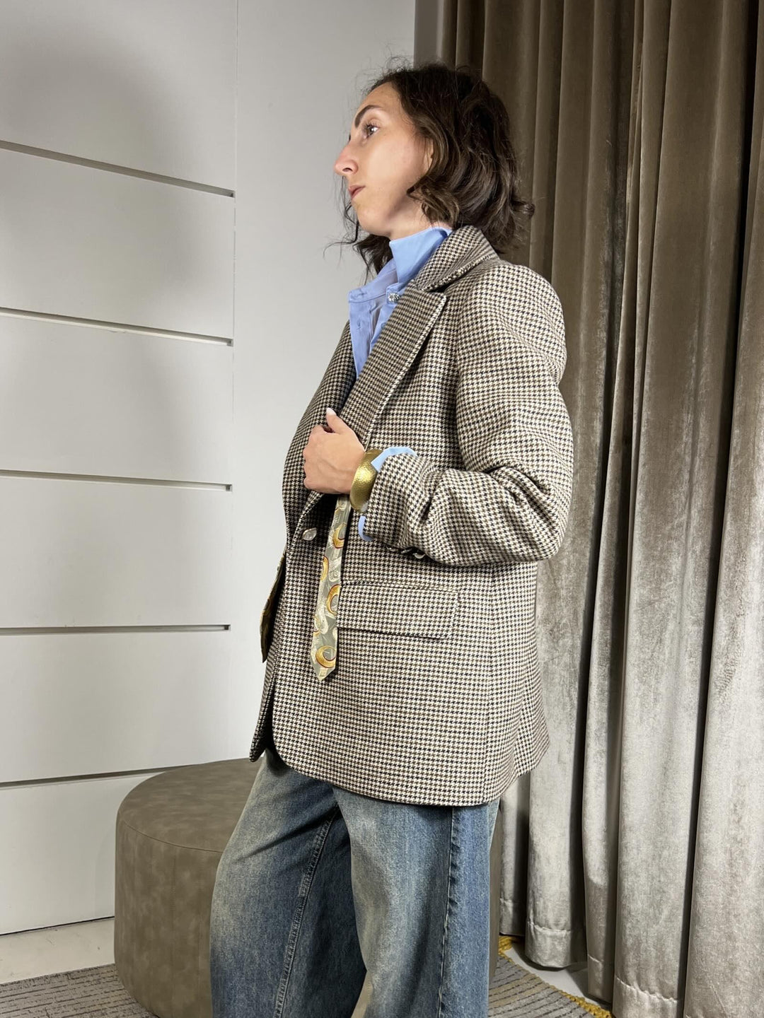GIACCA CAPPOTTO PIED DE POULE TF0691MARRONE VICOLO