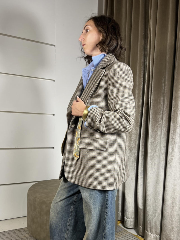 GIACCA CAPPOTTO PIED DE POULE TF0691MARRONE VICOLO