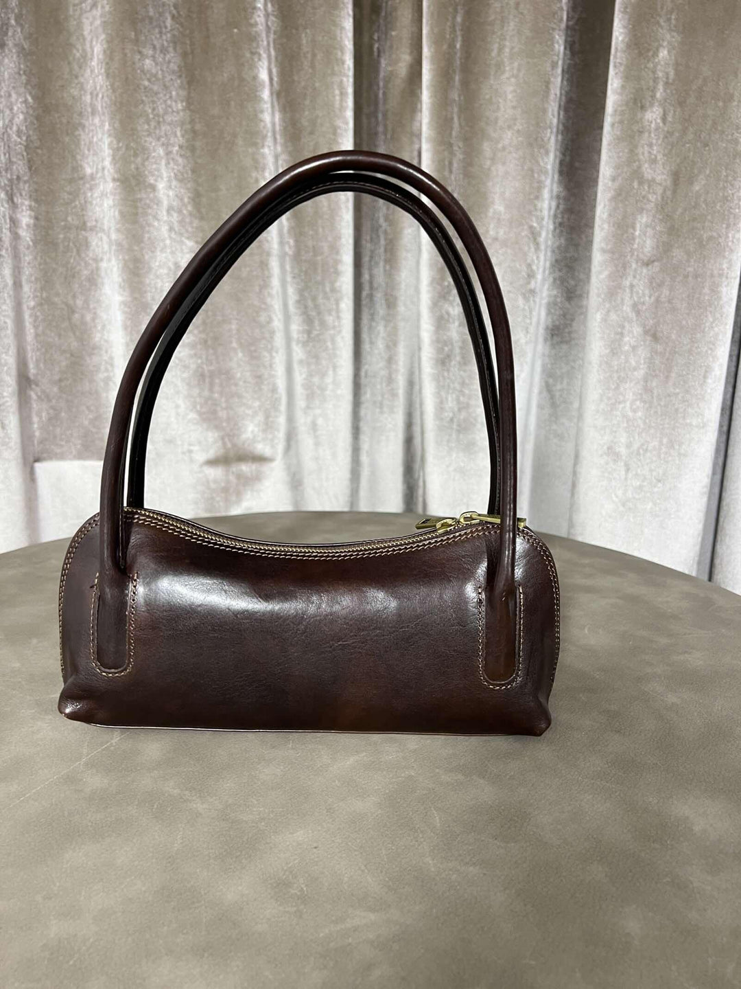 borsa in vera pelle moro con manico interno check effetto vintage 266527MORO FEMME CAFE SELECTION