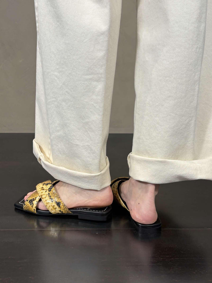 ciabatta con incrocio in ecopitone gialla e nera NEAB6404 CARLA G. SCARPE