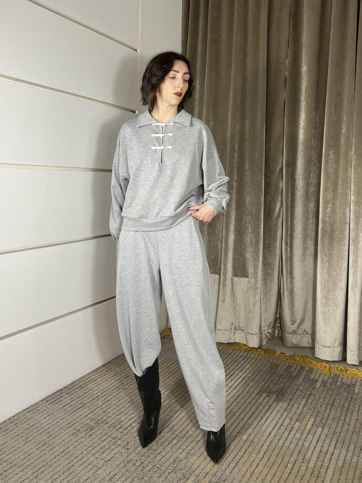 pantalone grigio  tensione in felpa, modello baloon 38529GRIGIO TENSIONE IN