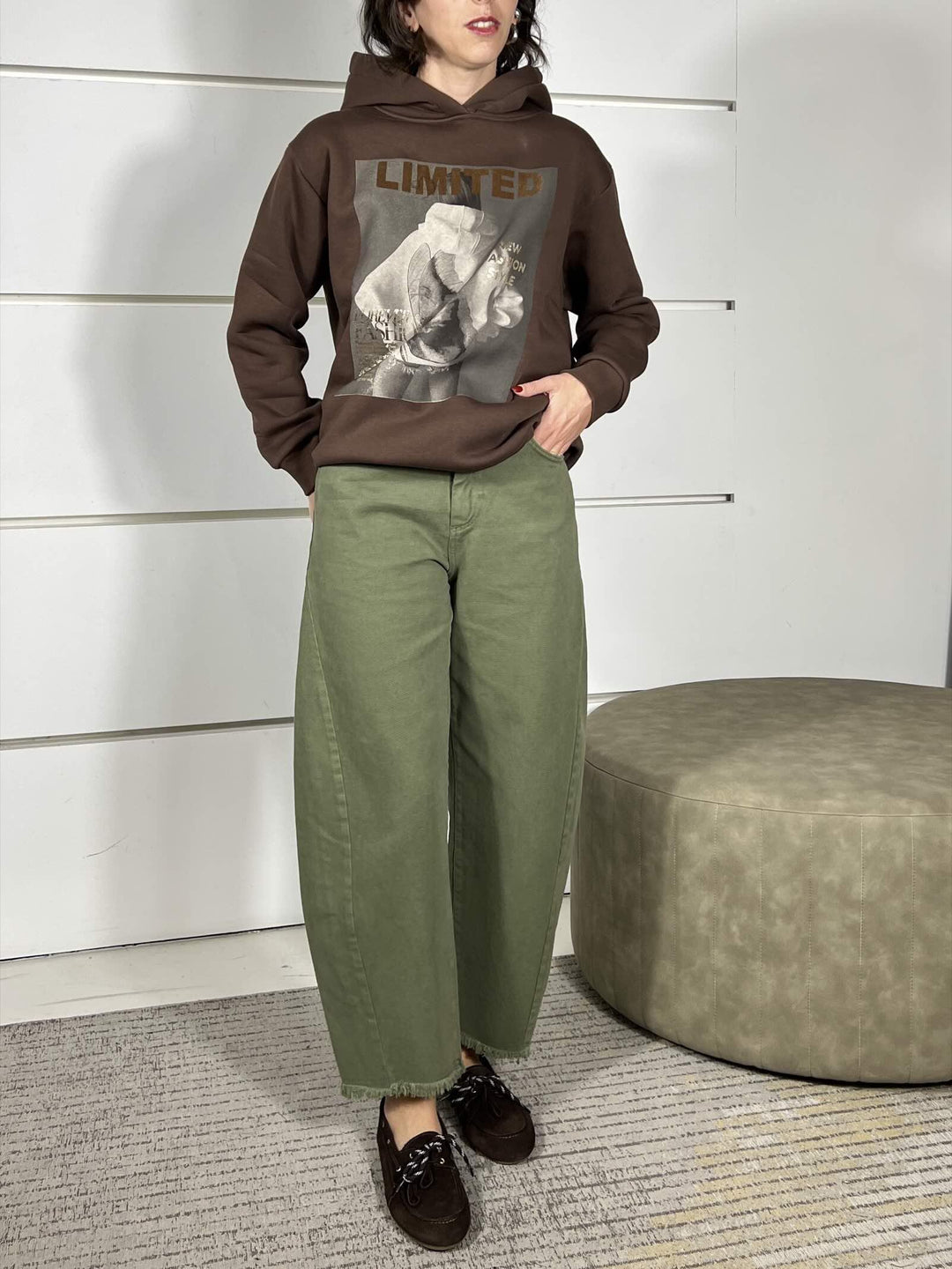 pantalone srangiato in bull di cotone militare PLS-P236MILITARE HAVE ONE