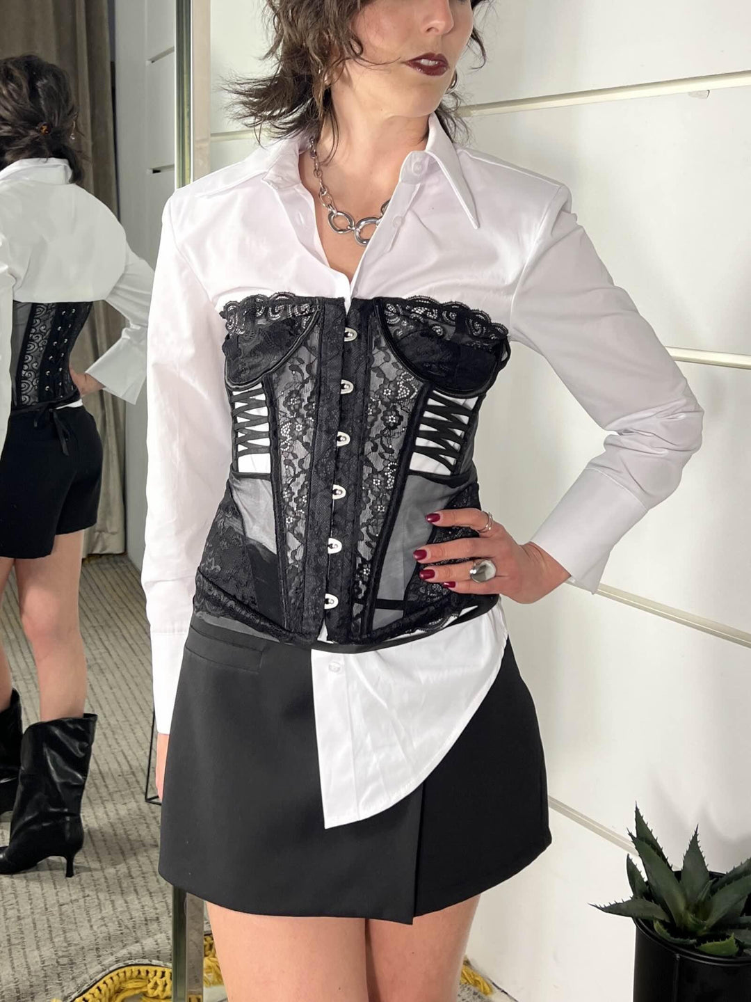 corpetto in pizzo nero MP12918NERO FEMME SELECTION