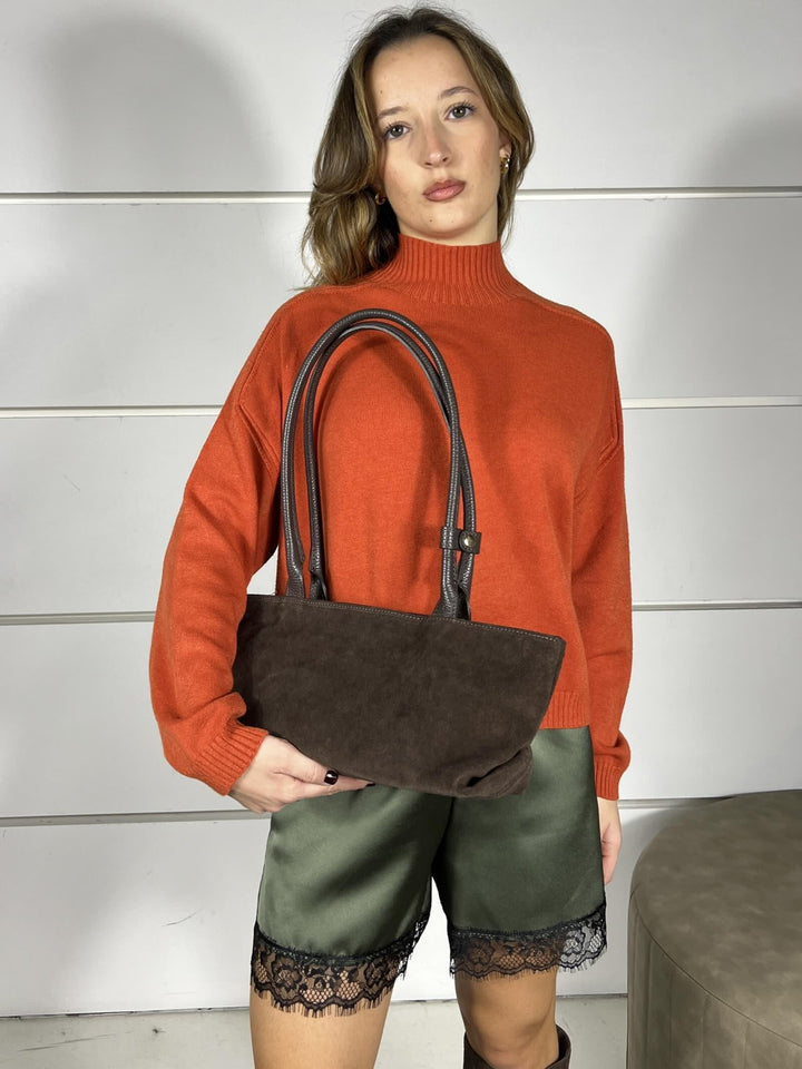 borsa modello baguette scamosciata moro BACILSUMORO SUSY MIX