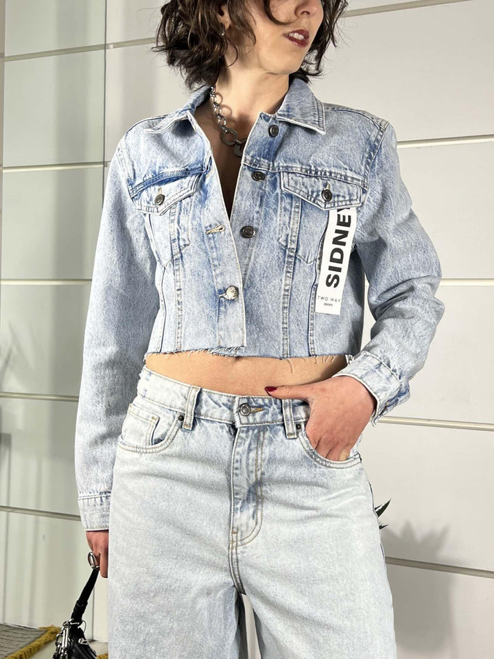 giacca in denim crop light blue SIDNEYLIGHT BLUE TWO WAY