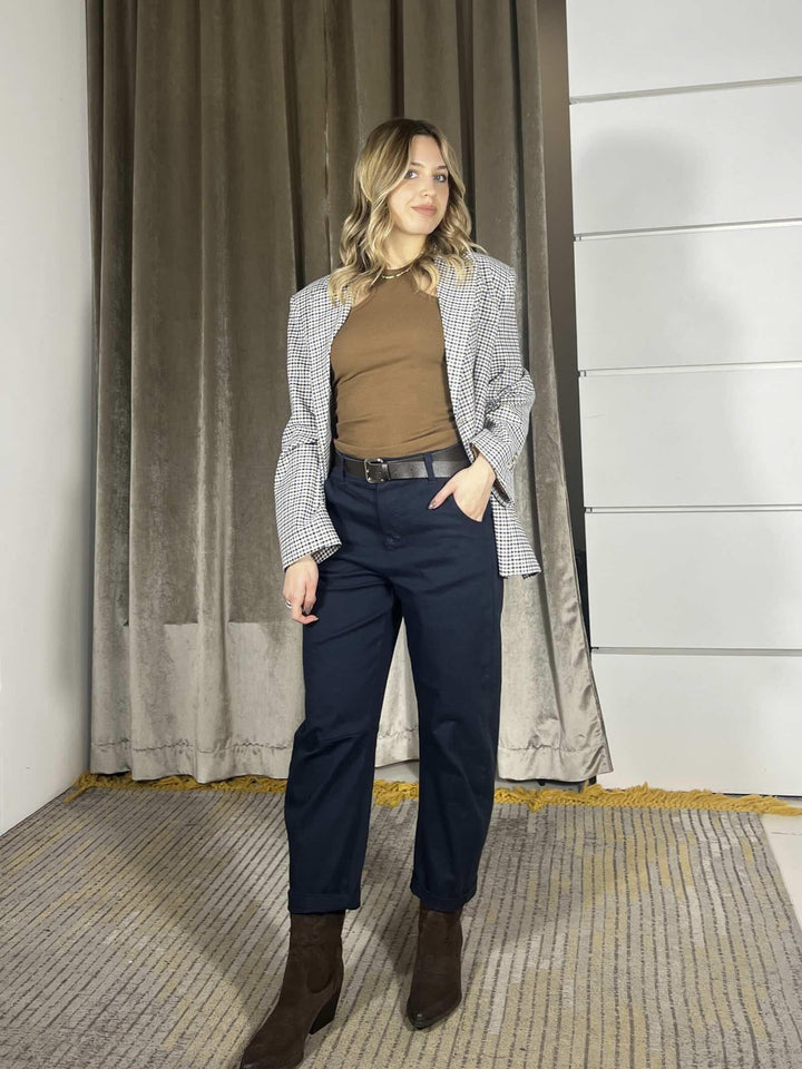 pantalone blu effetto baggy con cintura PFW-Q150BLU HAVE ONE
