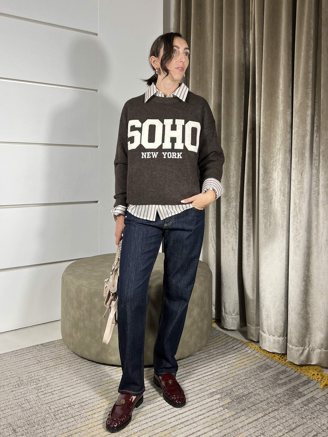 MAGLIONE CON SCRITTA SOHO MORO MBD-P136MORO HAVE ONE