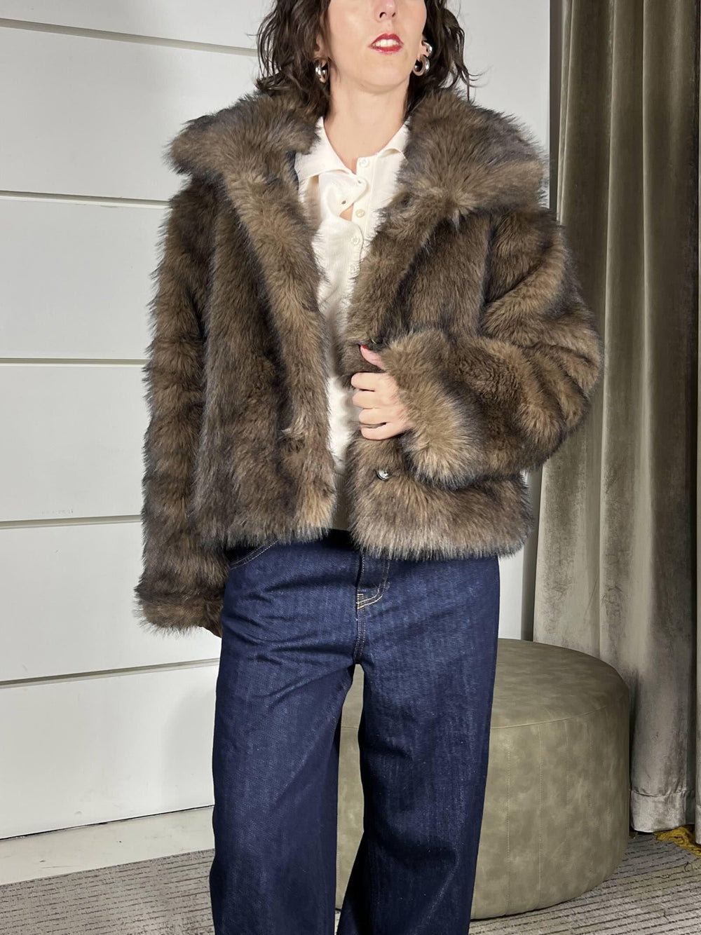 giubbotto in denimscuro  reversibile diventa una ecopelliccia TF0079DENIM SCURO VICOLO