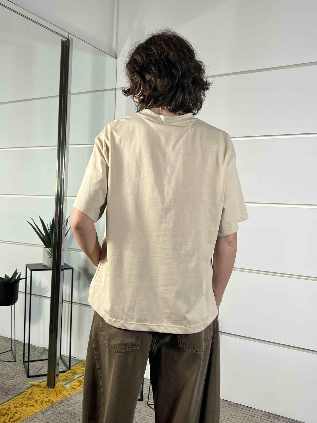 t-shirt manica corta over con banda davanti blu PE260120AVORIO/BLU TENSIONE IN