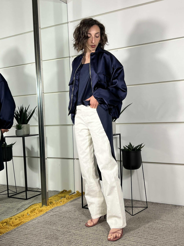 jeans alex effetto smaltato bianco vita media bassa straight DAB5101DENIM BIANCO VICOLO