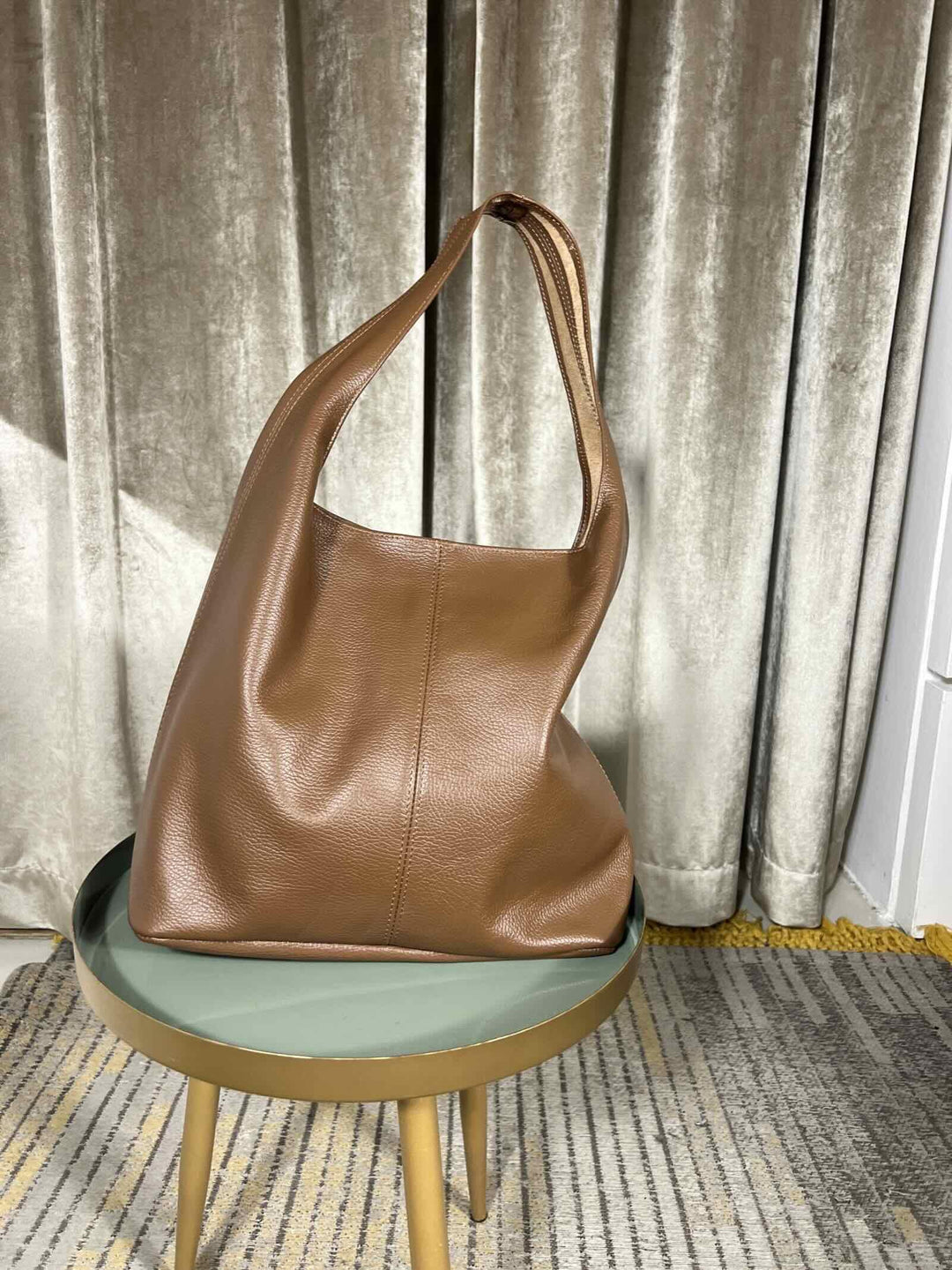 borsa a spalla in vera pelle con zip bruciato 597821 BRUCIATO FEMME CAFE SELECTION