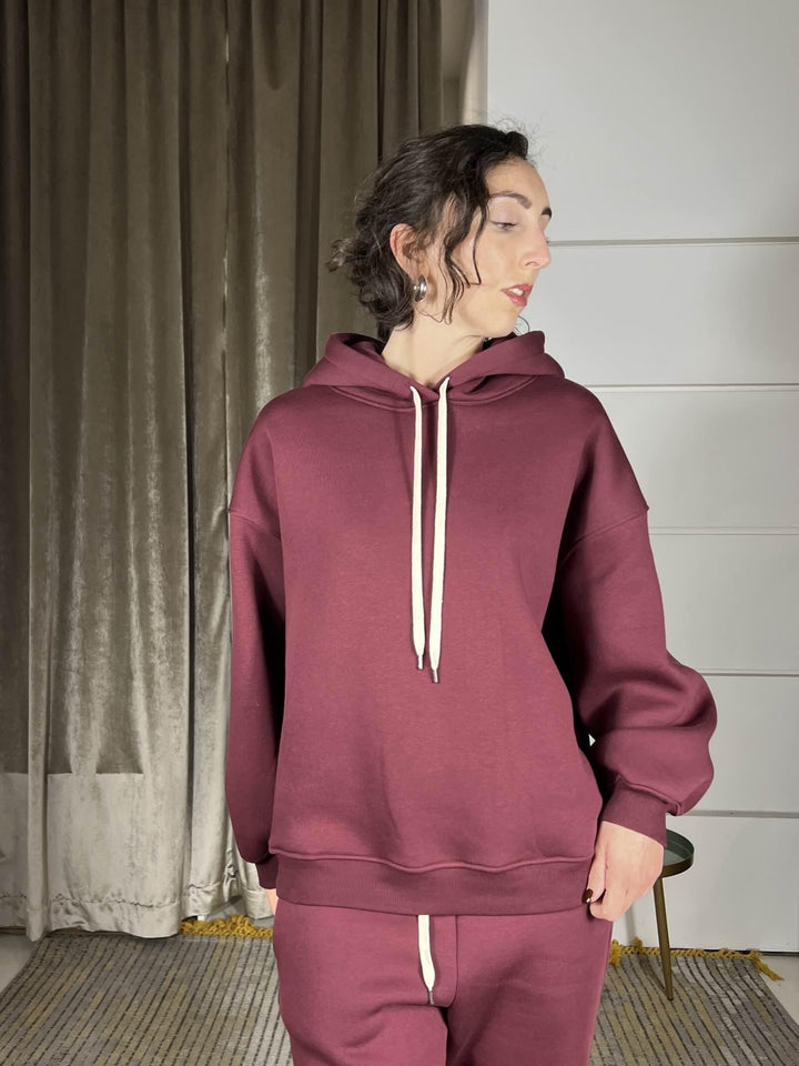 FELPA BORDEAUX  CON CAPPUCCIO FELPATA TF1859BORDEAUX VICOLO