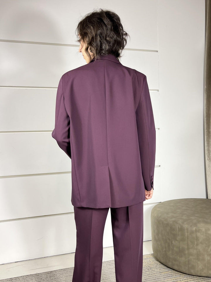 GIACCA BORDEAUX OVER UN BOTTONE CON SPILLA A FIORE TF0372BORDEAUX VICOLO