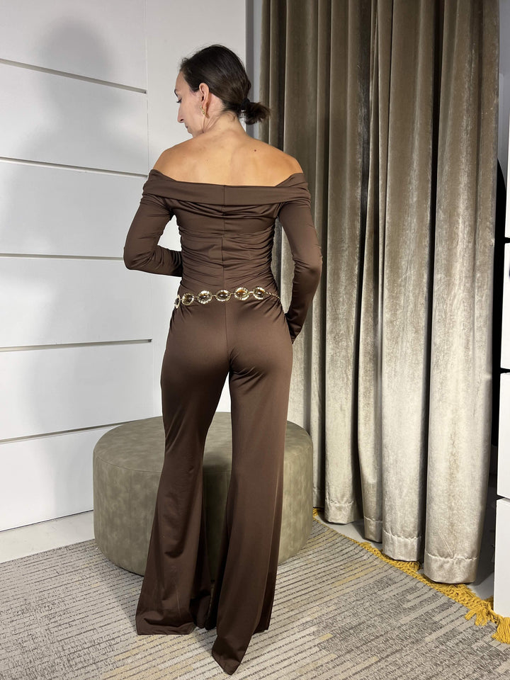 TUTA MORO CON NODO E  PANTALONE A ZAMPA YVS-P010MORO HAVE ONE