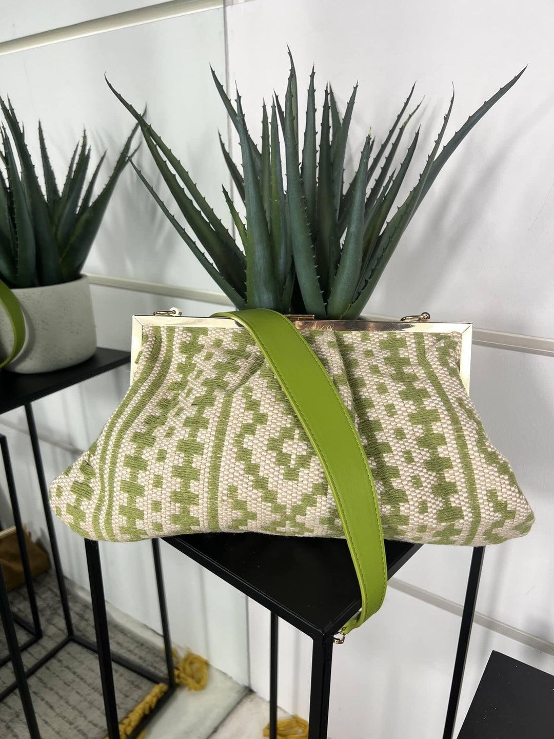 borsa a clutch con fantasia geometrica green  con tracolla FF27472GREEN FEMME CAFE SELECTION