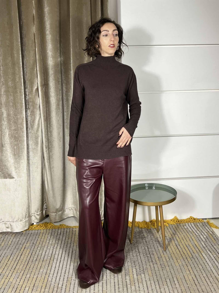 maglia collo alto lunga moro SSX129MORO SUSY MIX