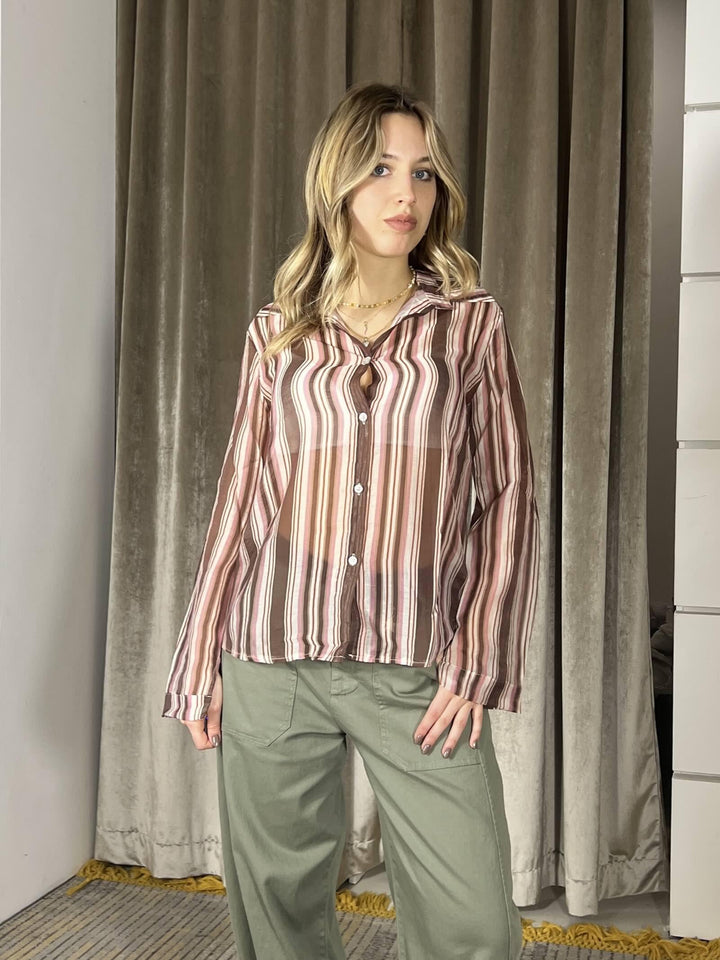 camicia a righe manica lunga moro Z098CH3401MORO SUSY MIX