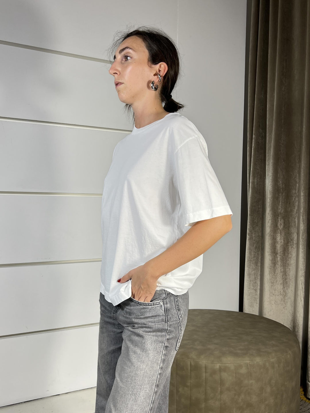 t-shirt in cotone over bianca MNU-N004NATURALE HAVE ONE