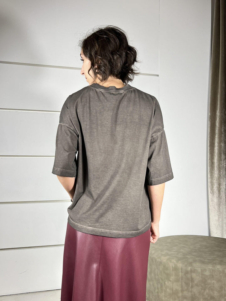 t-shirt moro marmorizzata con stampa TFW-P033MORO HAVE ONE