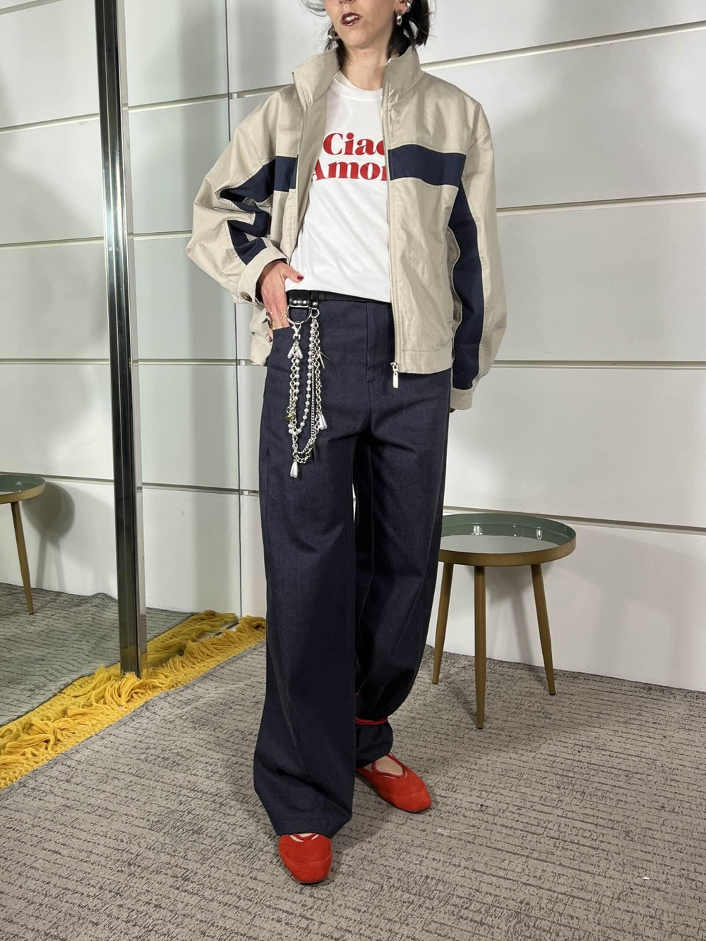 pantalone barel con cintura e charm, doppia tasca nel retro blu denim P6G9LAS1670 IMPERIAL