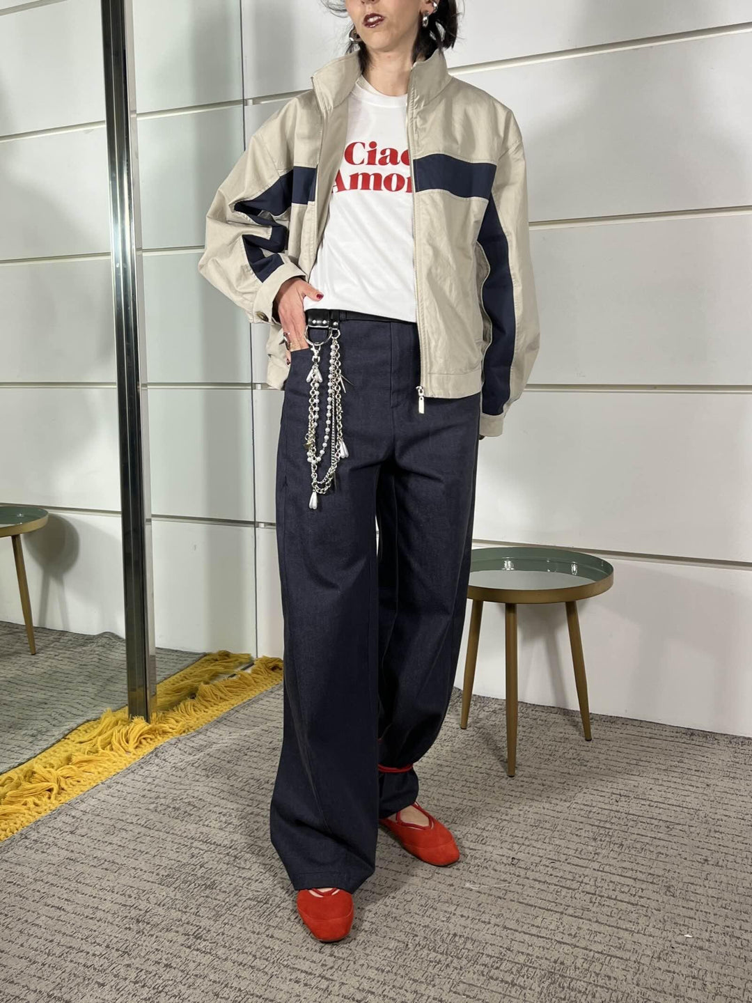 pantalone barel con cintura e charm, doppia tasca nel retro blu denim P6G9LAS1670 IMPERIAL