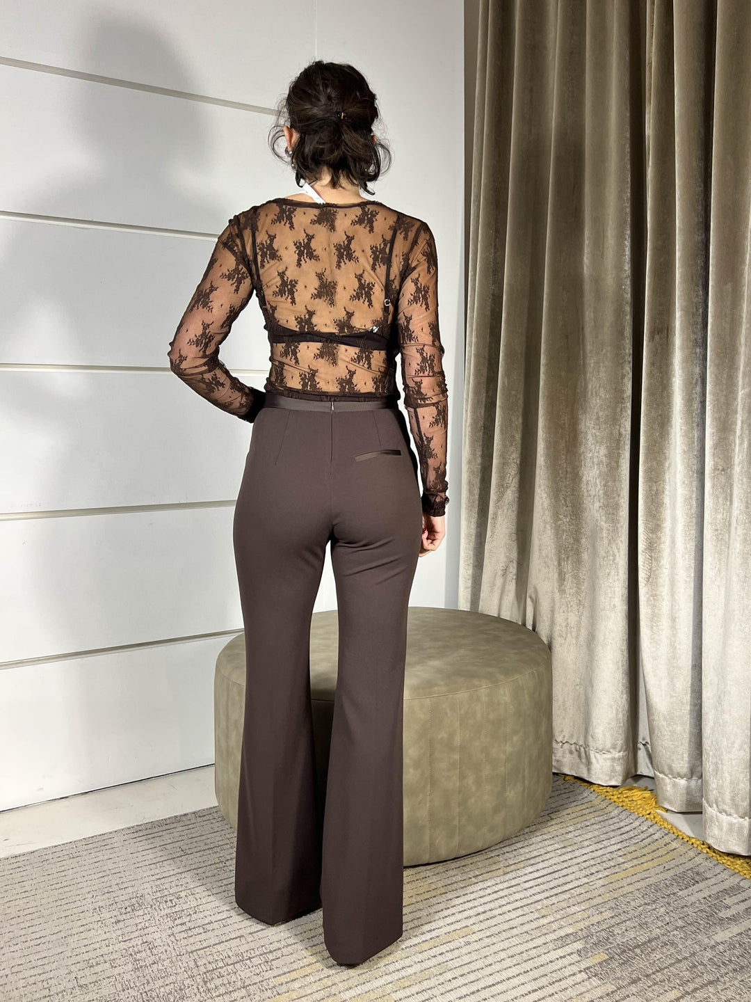 pantalone a zampa moro con inserti in raso P3E9KAW1880 IMPERIAL