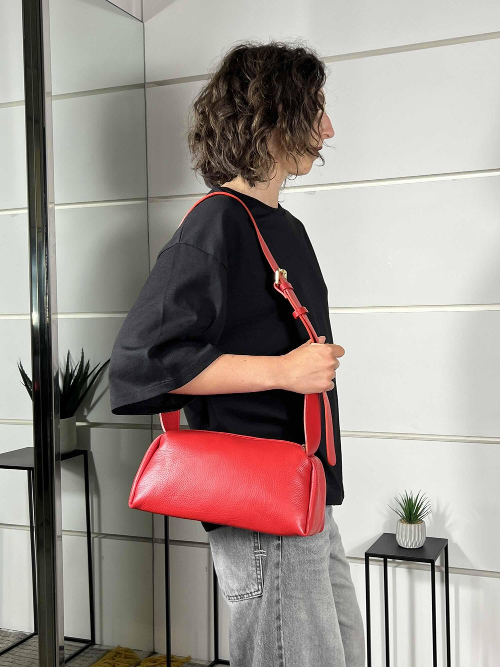borsa in pelle rossa  con tracoola DO-B0163ROSSO FEMME CAFE SELECTION
