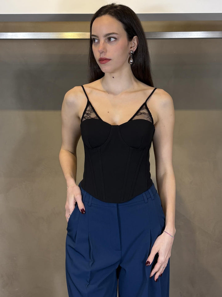 corspino con inserti in pizzo nero 8C0830A6F5K103 PATRIZIA PEPE PREVIEW
