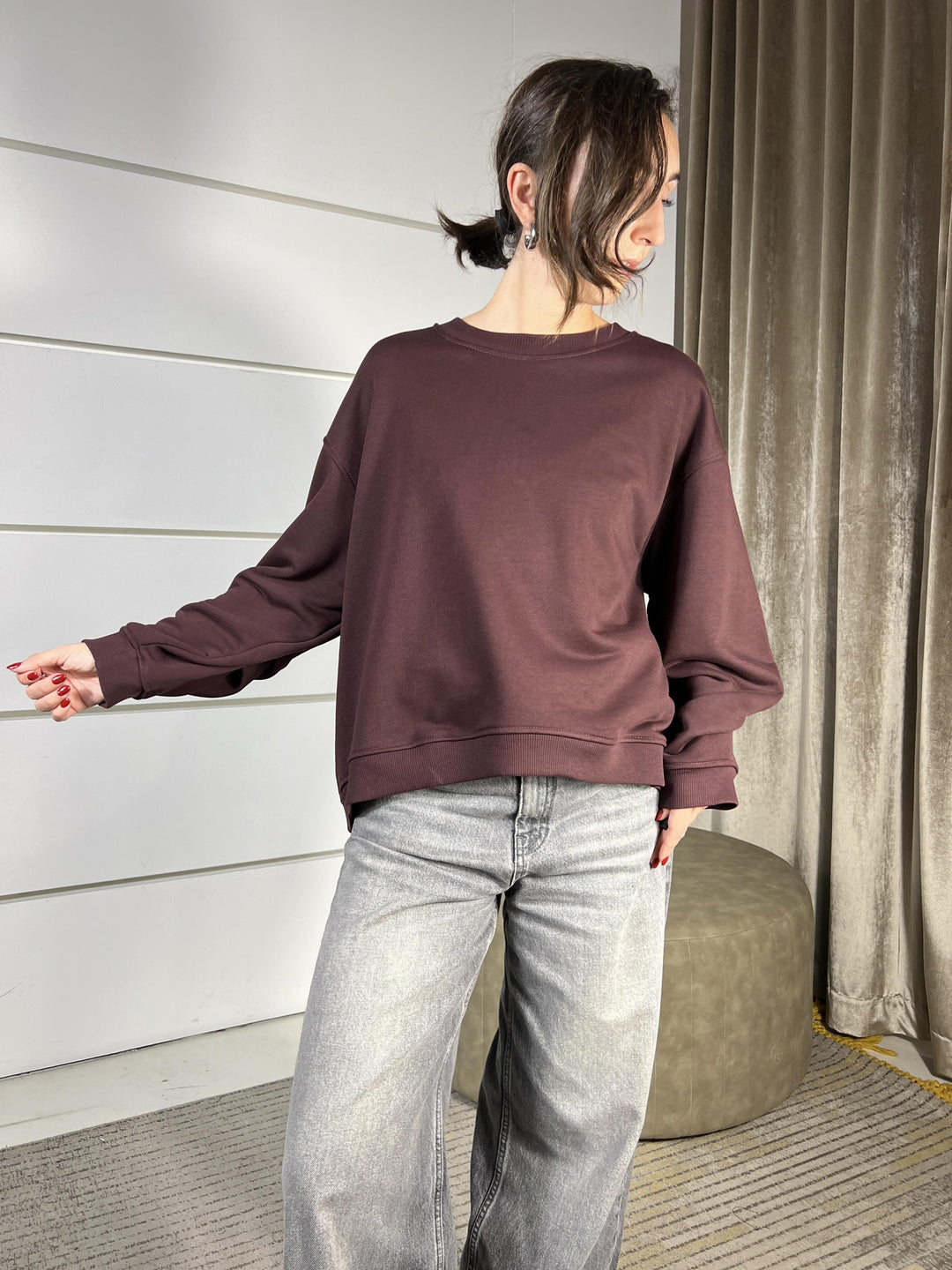 felpa over garzata girocollo bordeaux TF0581BORDEAUX VICOLO