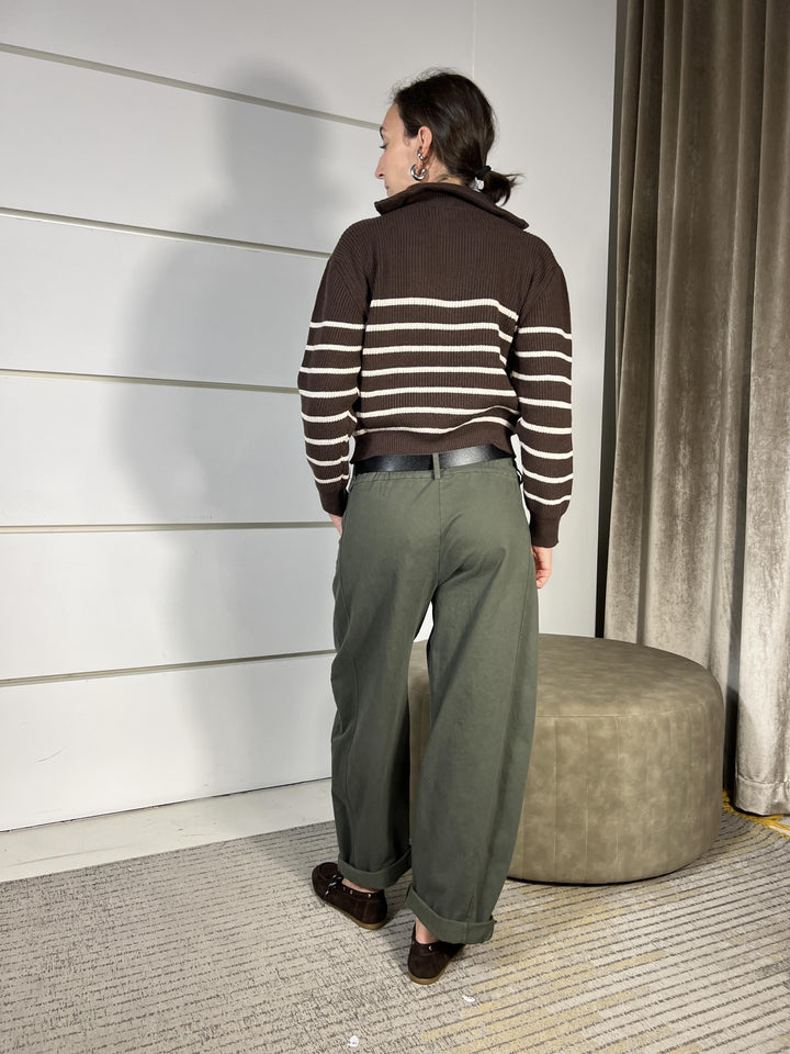 PANTALONE A OVETTO VERDE MILITARE 58300GABVERDE MILITARE SUSY MIX