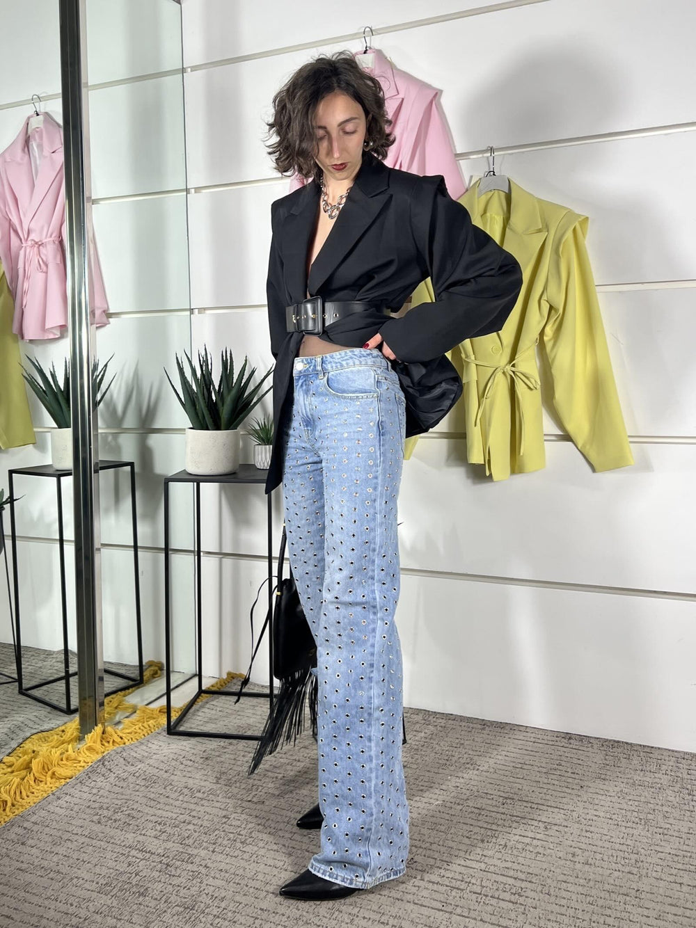 jeans modello alex con borchie DAB5002DENIM CHIARO VICOLO