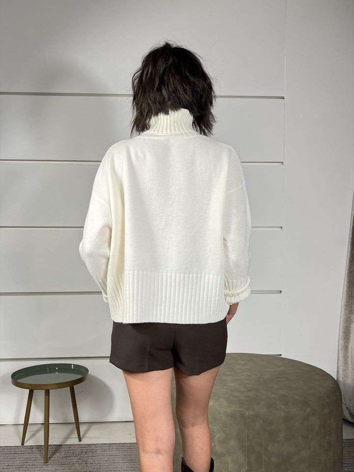 maglione collo alto con coste 100%lana panna WL938-7AI25PANNA TENSIONE IN