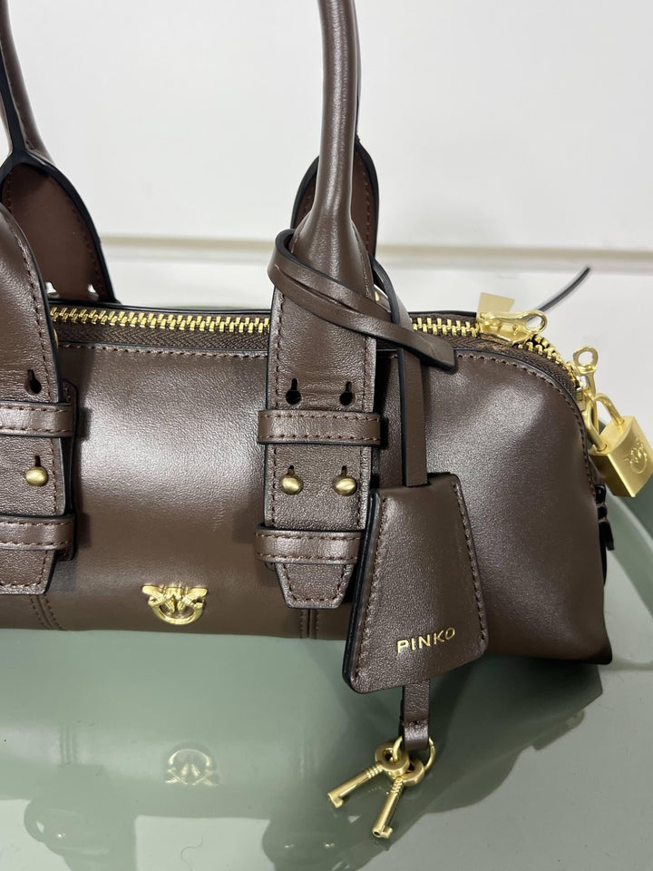 Borsa bowling baguette marrone BOWLING BAG BAGUETTEL74V PINKO