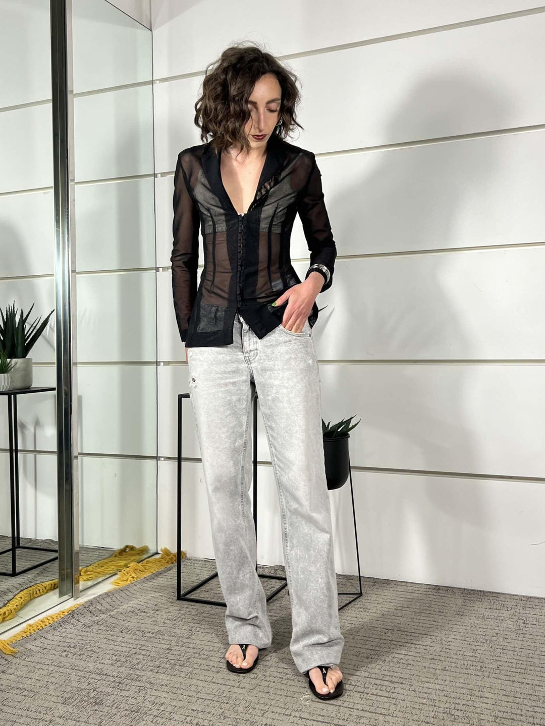 jeans basma vita bassa, gamba dritta grigio chiaro DAB5157GRIGIO CHIARO VICOLO