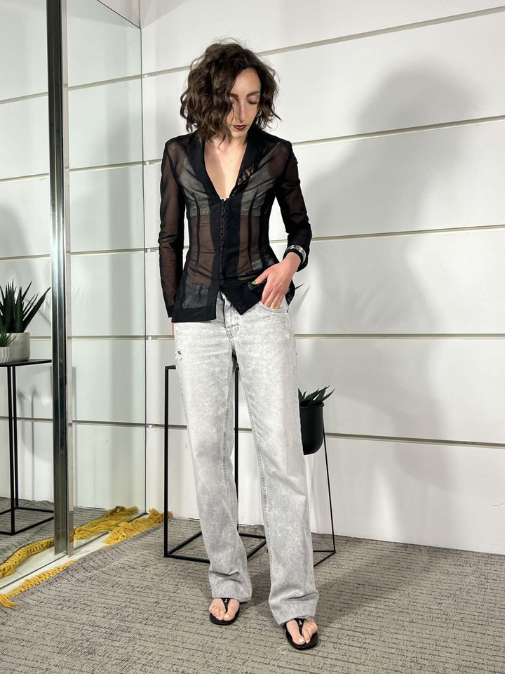 jeans basma vita bassa, gamba dritta grigio chiaro DAB5157GRIGIO CHIARO VICOLO