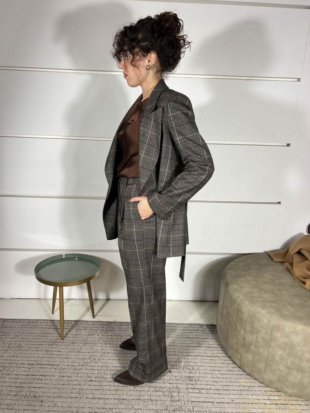 GIACCA STAMPA CHECK E CINTA G138PQMG603CAFFE MANILA GRACE