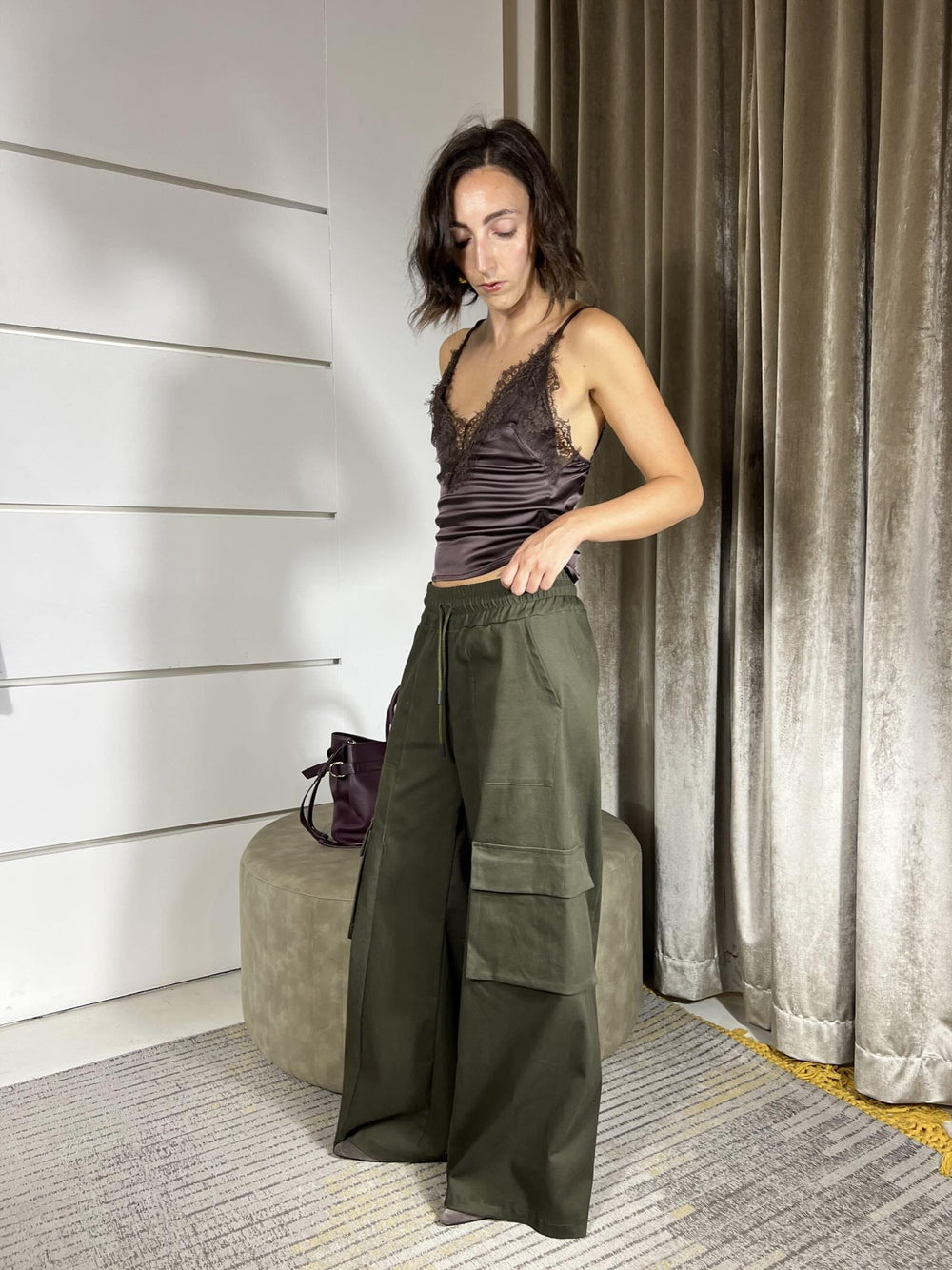 PANTALONE CARGO VERDE MILITARE PMA-P205MILITARE HAVE ONE
