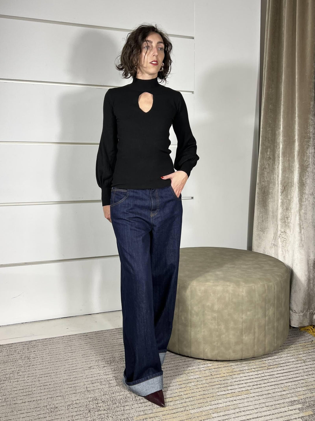 maglia a  lupetto con goccia nera 250911NERO SUSY MIX