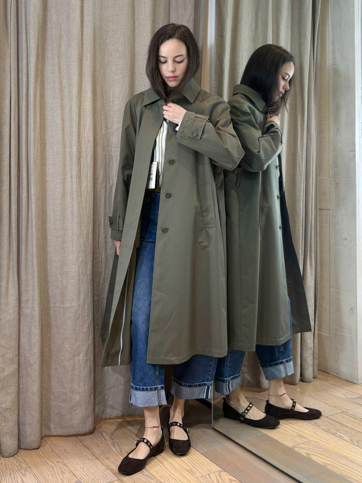 trench lungo verde kaki antigoccia GLEBA002 PENNY BLACK