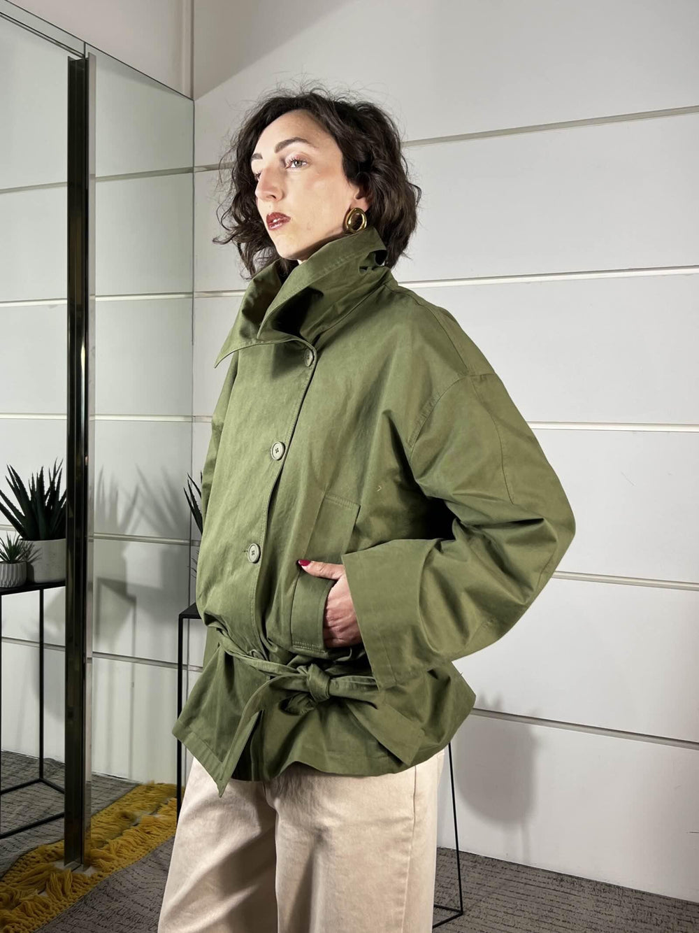 trench collo alto con cinta militare 126063MILITARE TENSIONE IN