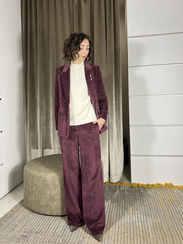 pantalone palazzo in velluto a coste vino A01N1062VINO PHILIA LOFT