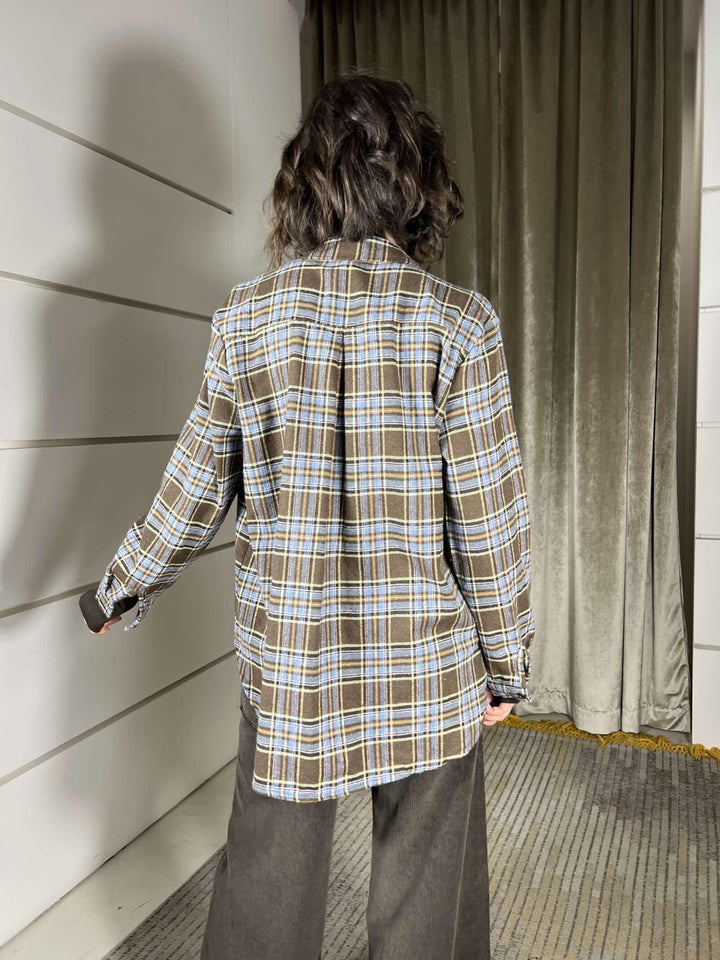 camicia quadri moro e celeste CJK-P158MORO/CELESTE HAVE ONE