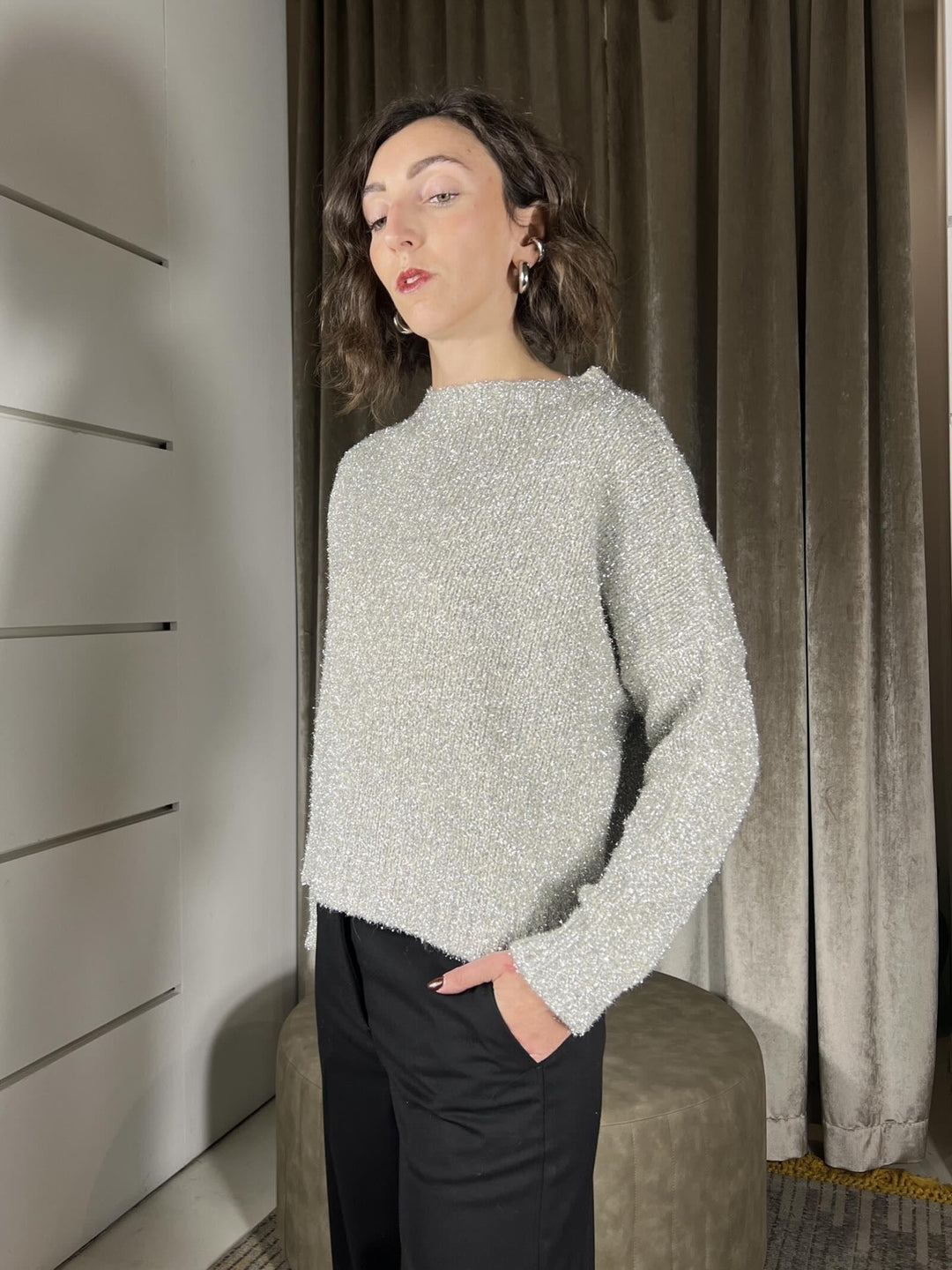 maglia scollo a barca lurex tortora MHO-P309TORTORA HAVE ONE