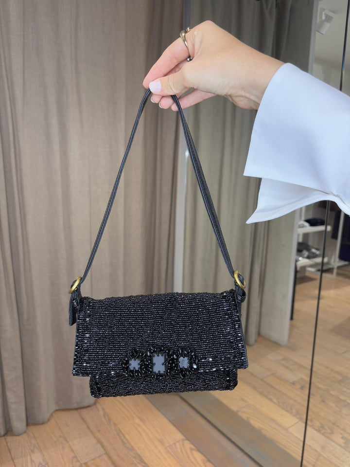 MINI BORSA NERA CON PERLINE BF0005-9124220000 MALIPARMI