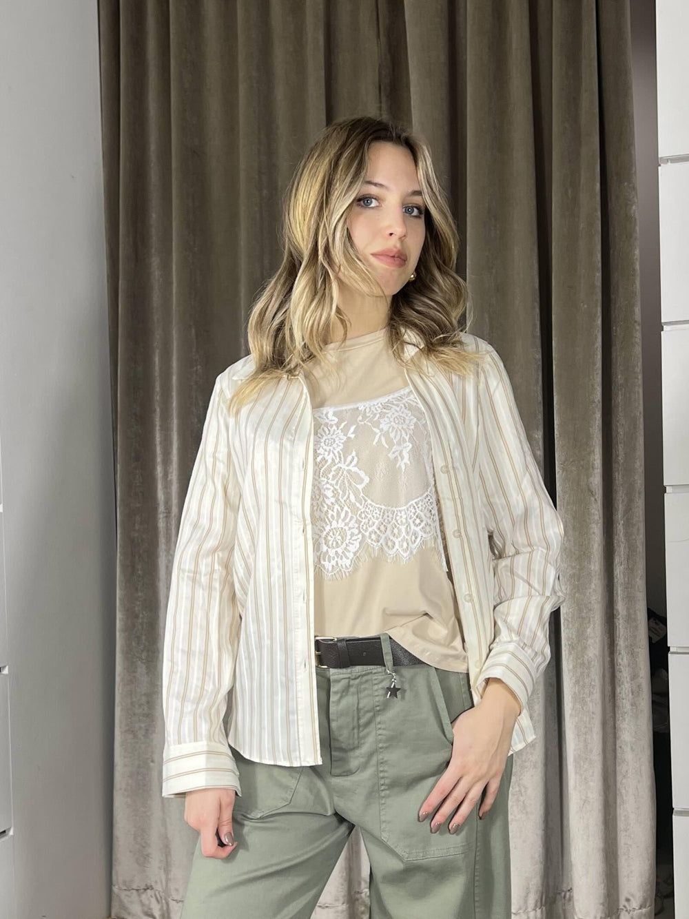 camicia a righe burro Y944B1BURRO SUSY MIX