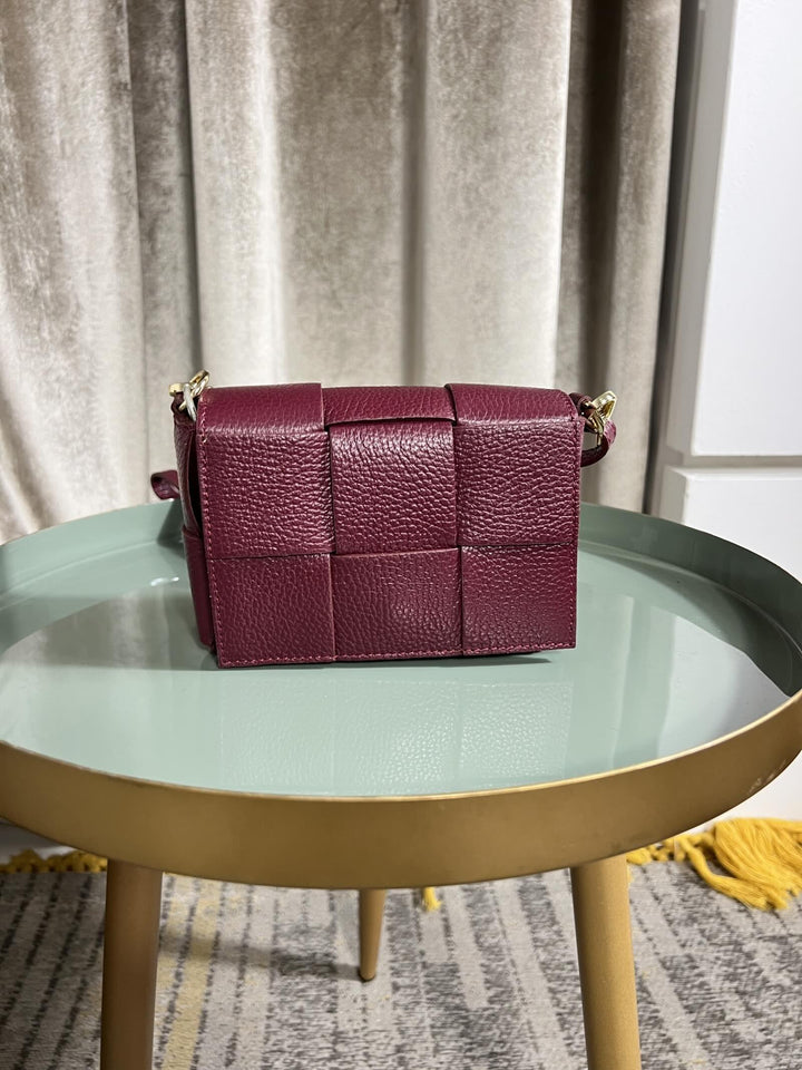 BORSA BORDEAUX A INTRECCIO IN PELLE CON TRACOLLA 249215BORDEAUX FEMME CAFE SELECTION