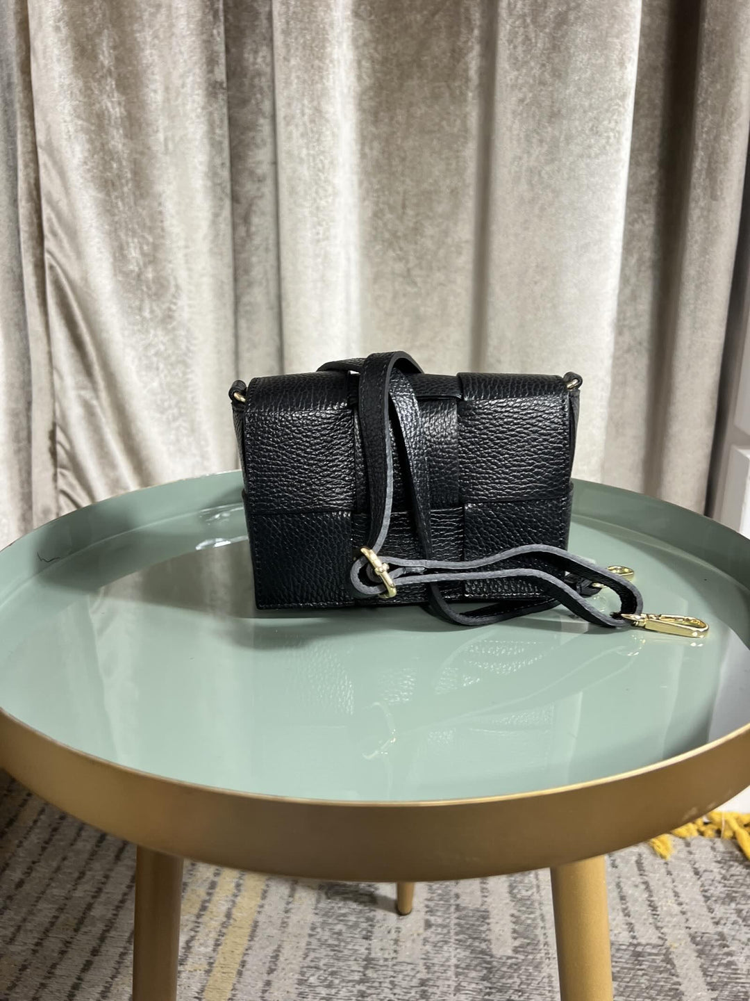 BORSA NERA IN PELLE A INTRECCIO CON TRACOLLA 249215NERO FEMME CAFE SELECTION