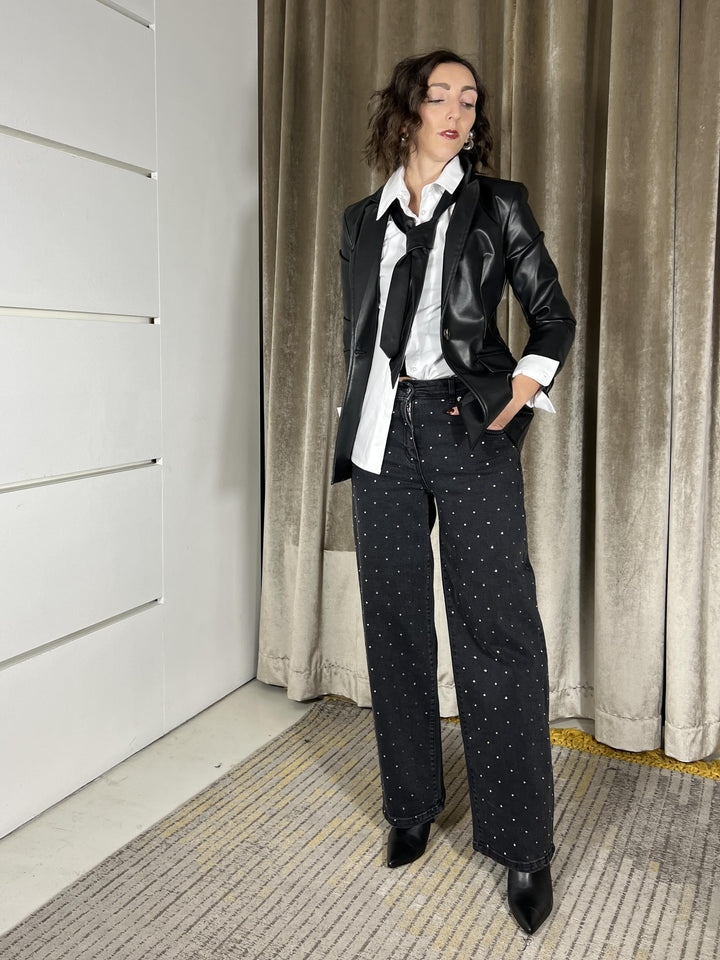 jeans nero bella con strass all over PLS-P347NERO HAVE ONE