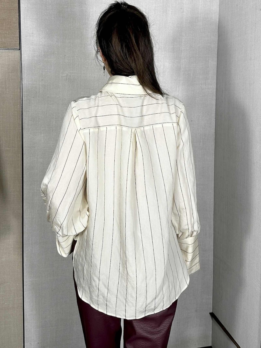 camicia gessata in modal panna EFIR2102 CARLA G