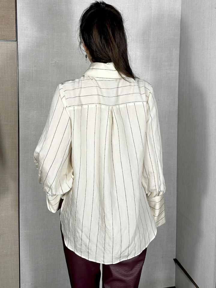 camicia gessata in modal panna EFIR2102 CARLA G